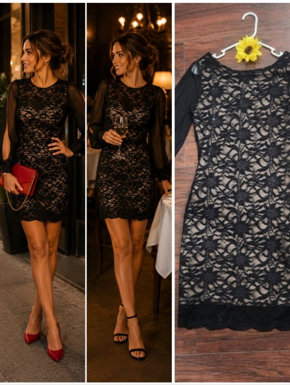 ONYX BLACK SHEER LACE DRESS 👗